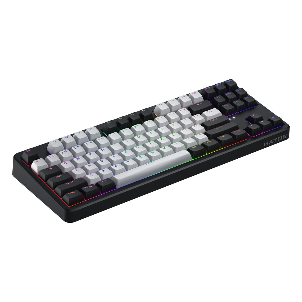 Hator rockfall 3 tkl wireless rgb mechanisch gaming toetsenbord (zwart, us lay-out (qwerty), 80% (tkl), rgb, pbt keycaps, hotswap, 2.4 ghz bluetooth usb-c)