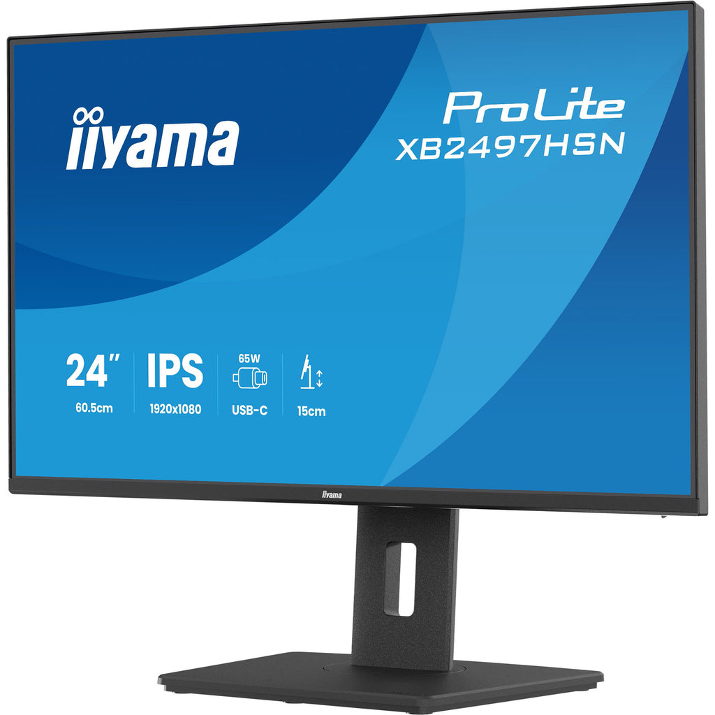 Iiyama prolite xb2497hsn-b1 23.8 monitor (zwart (mat), 100 hz, hdmi, displayport, usb-c, audio, lan)