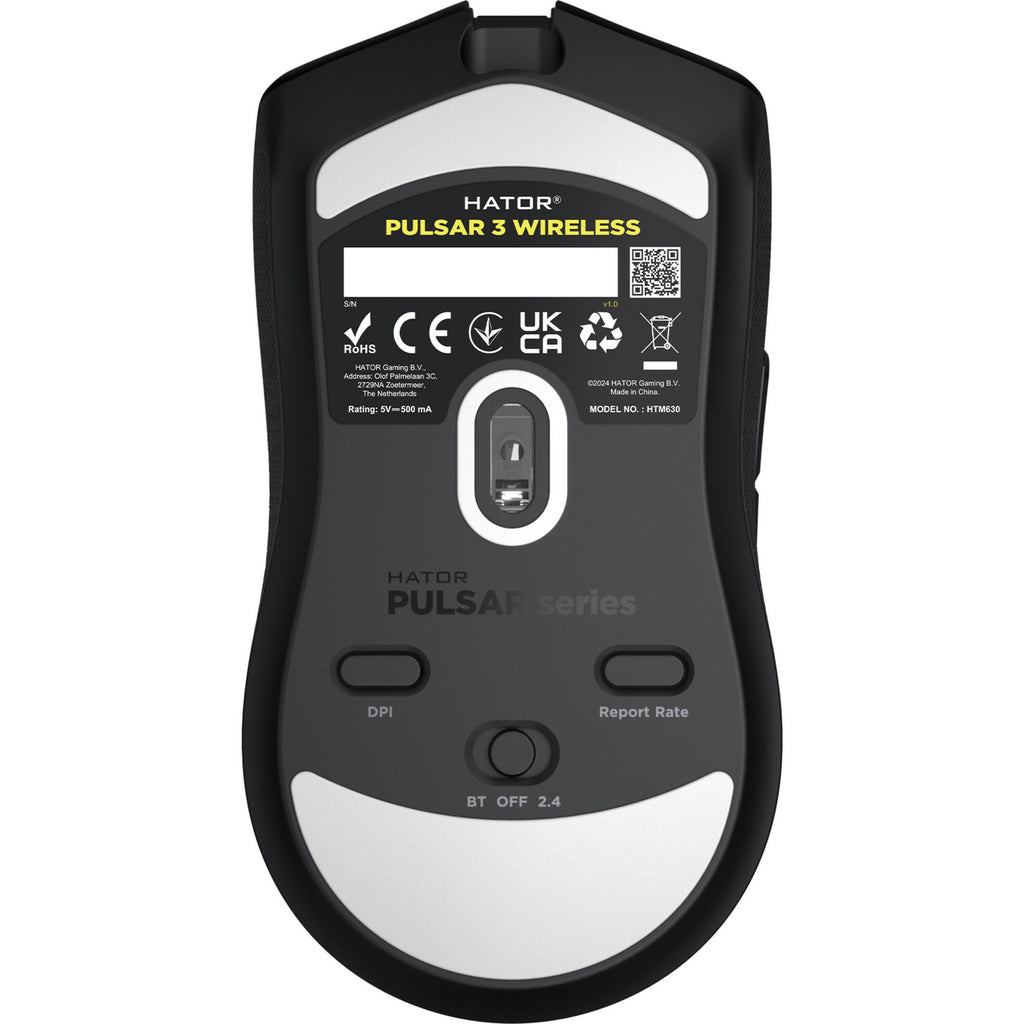 Hator pulsar 3 wireless gaming muis (zwart, 400 - 11.000 dpi, rgb, 2.4ghz bluetooth 5.1 usb)