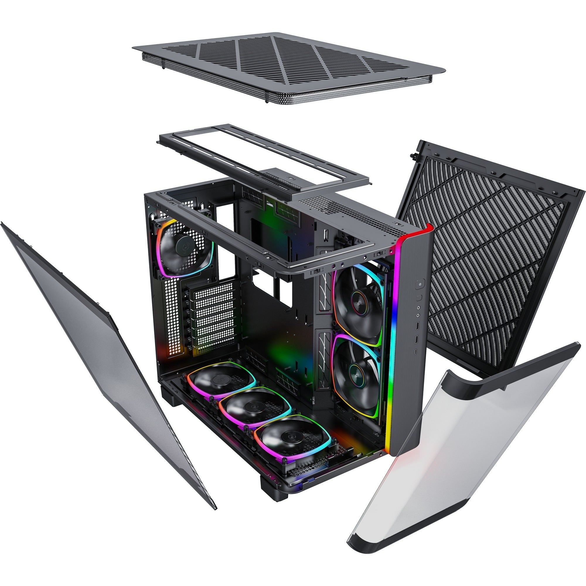 Montech king 95 pro midi tower behuizing (zwart | 2x usb-a | 1x usb-c | rgb | tempered glass)