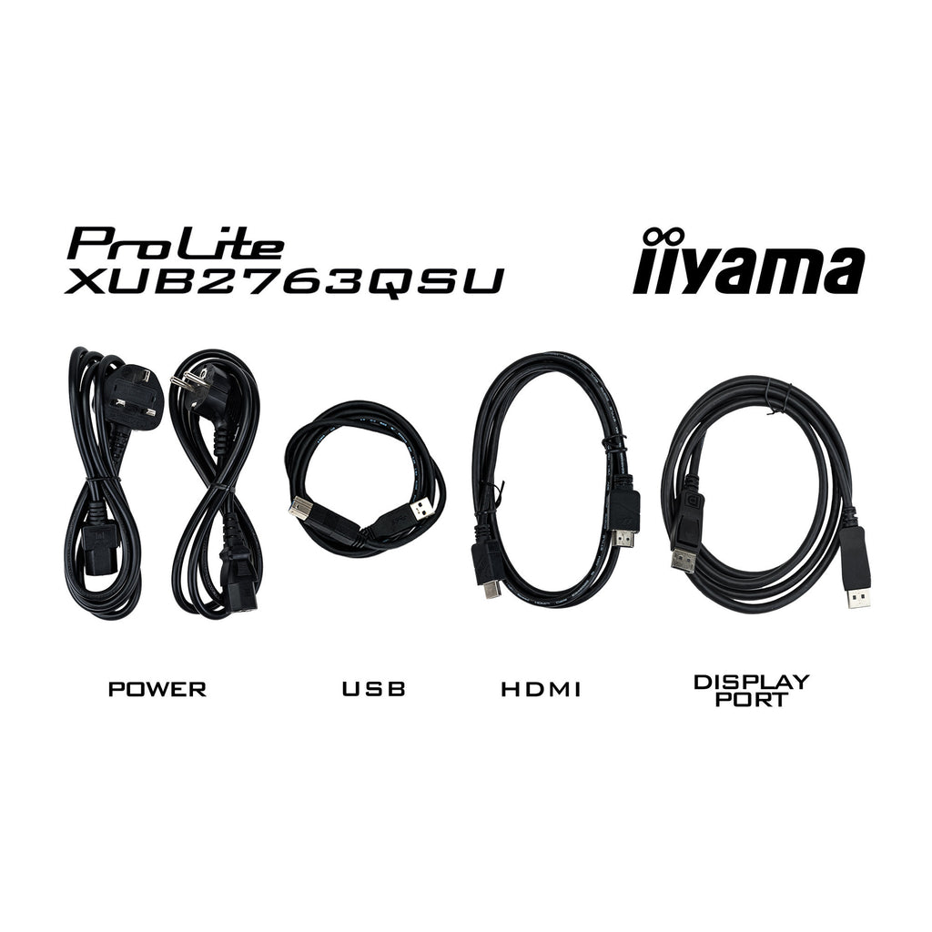 Iiyama prolite xub2763qsu-b1 27 monitor (zwart, hdmi, displayport, 2x usb-a, usb-b)