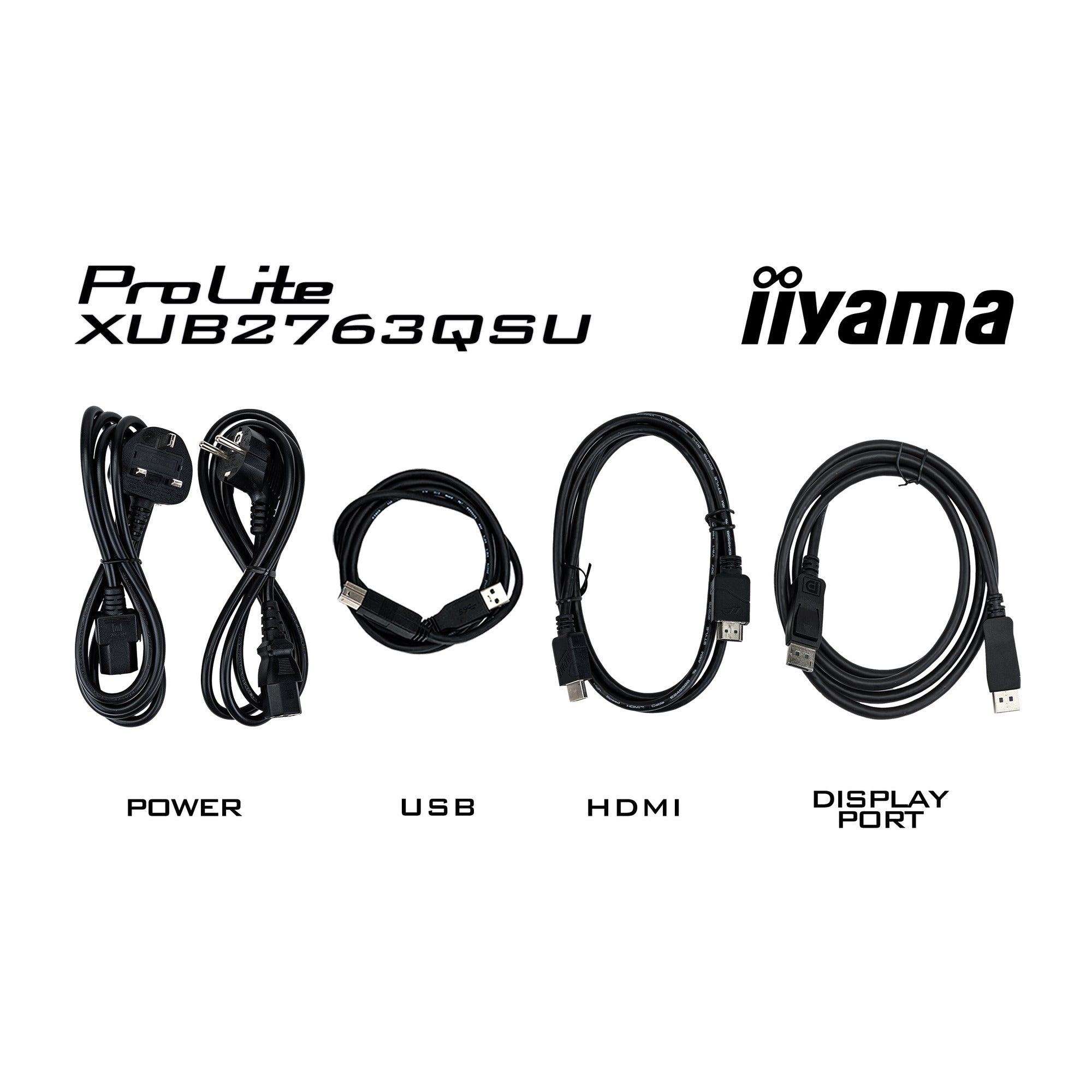 Iiyama prolite xub2763qsu-b1 27 monitor (zwart, hdmi, displayport, 2x usb-a, usb-b)