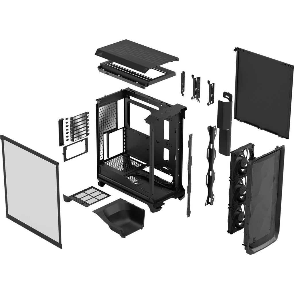 Fractal design meshify 3 midi tower behuizing (zwart | 2x usb-a | 1x usb-c | tempered glass)