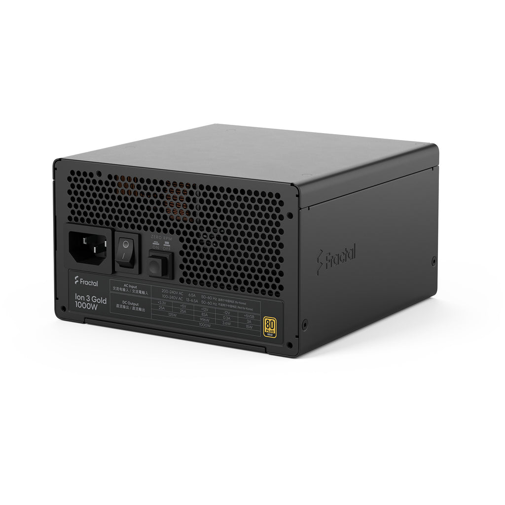 Fractal design ion gold 3 modulaire 1000 watt voeding (zwart, 1x 12v-2x6, 3x pcie)