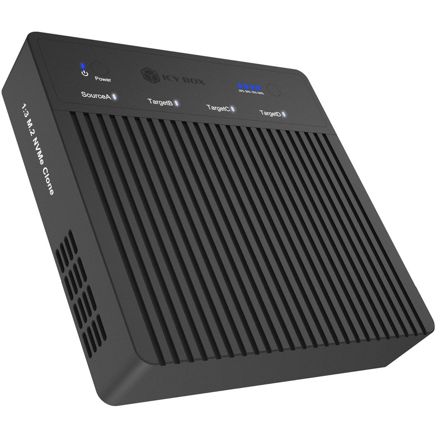 Icy box ib-4013mcl-c4 4-bays usb4® duplicator (1:3 klonen) dockingstation (zwart)