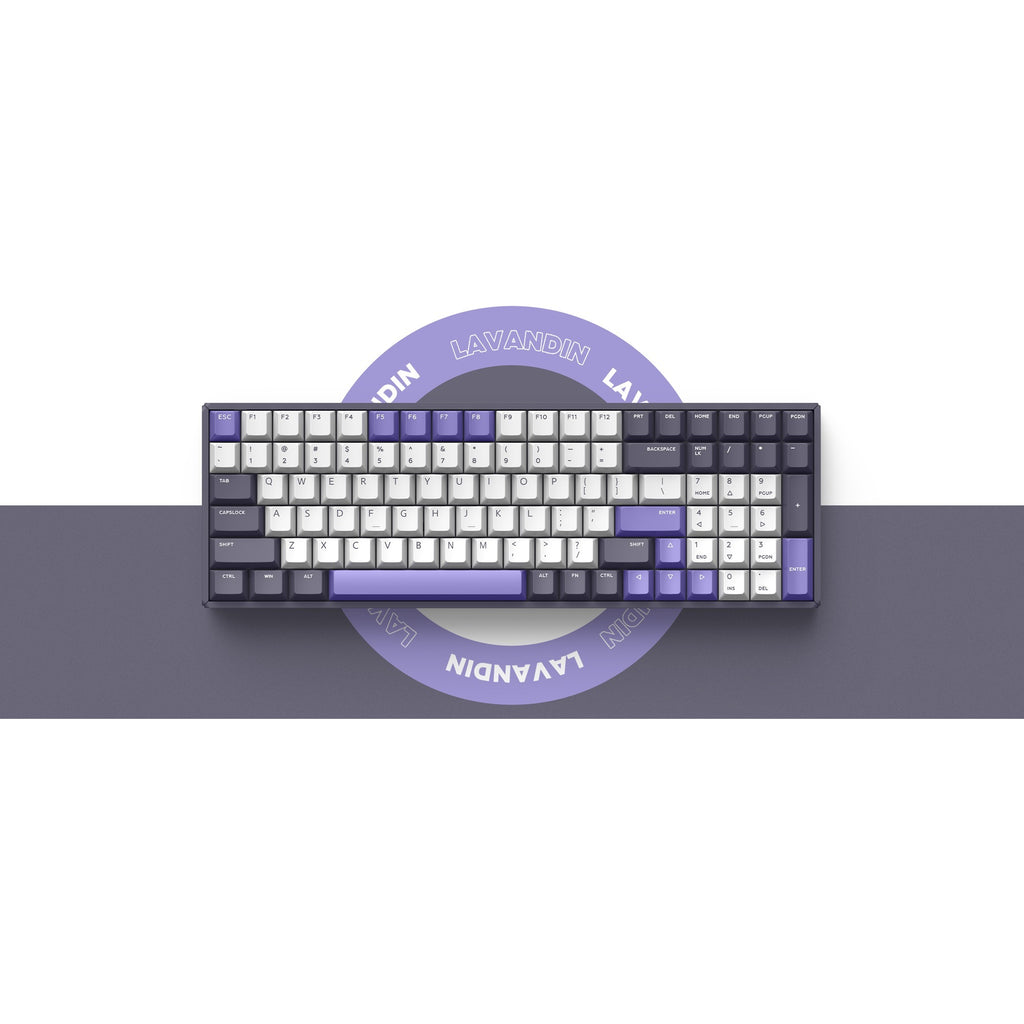 Iqunix f97 lavandin wireless mechanical keyboard (lavendel, us lay-out (qwerty), cherry mx brown, 96%, rgb leds, hot-swappable, pbt, 2.4ghz | bluetooth 5.1 | usb-c)