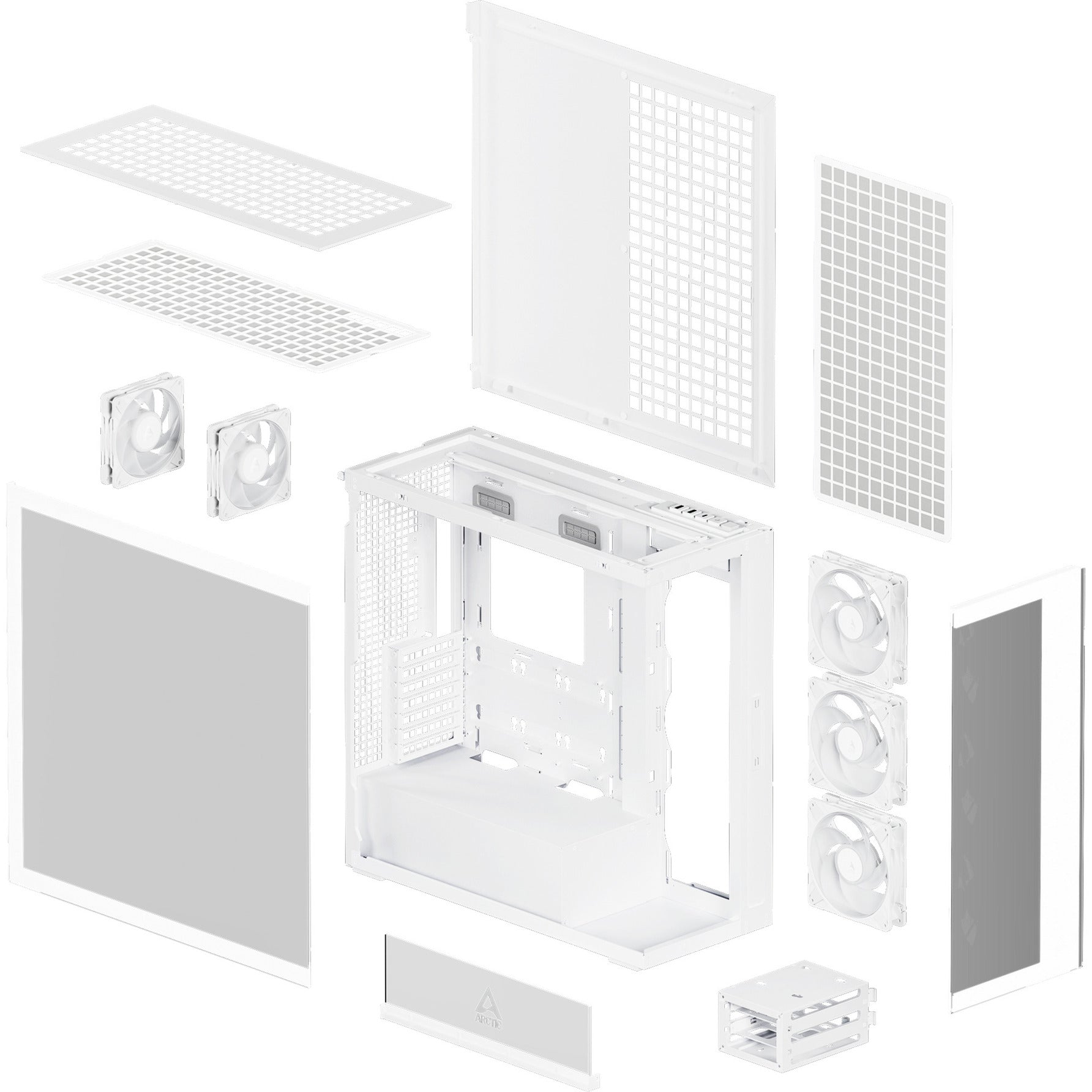 Arctic xtender vg midi tower behuizing (wit | 2x usb-a | 1x usb-c | rgb | tempered glass)