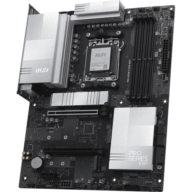 Msi pro x870e-s evo wifi socket am5 moederbord (zwart, raid, 5gb-lan, wi-fi 7, bt, sound, atx)