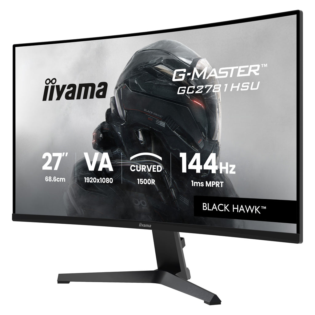Iiyama g-master black hawk g2471hs-b1 27 curved gaming monitor (zwart, hdmi, displayport, usb, audio, amd free-sync, 144 hz)