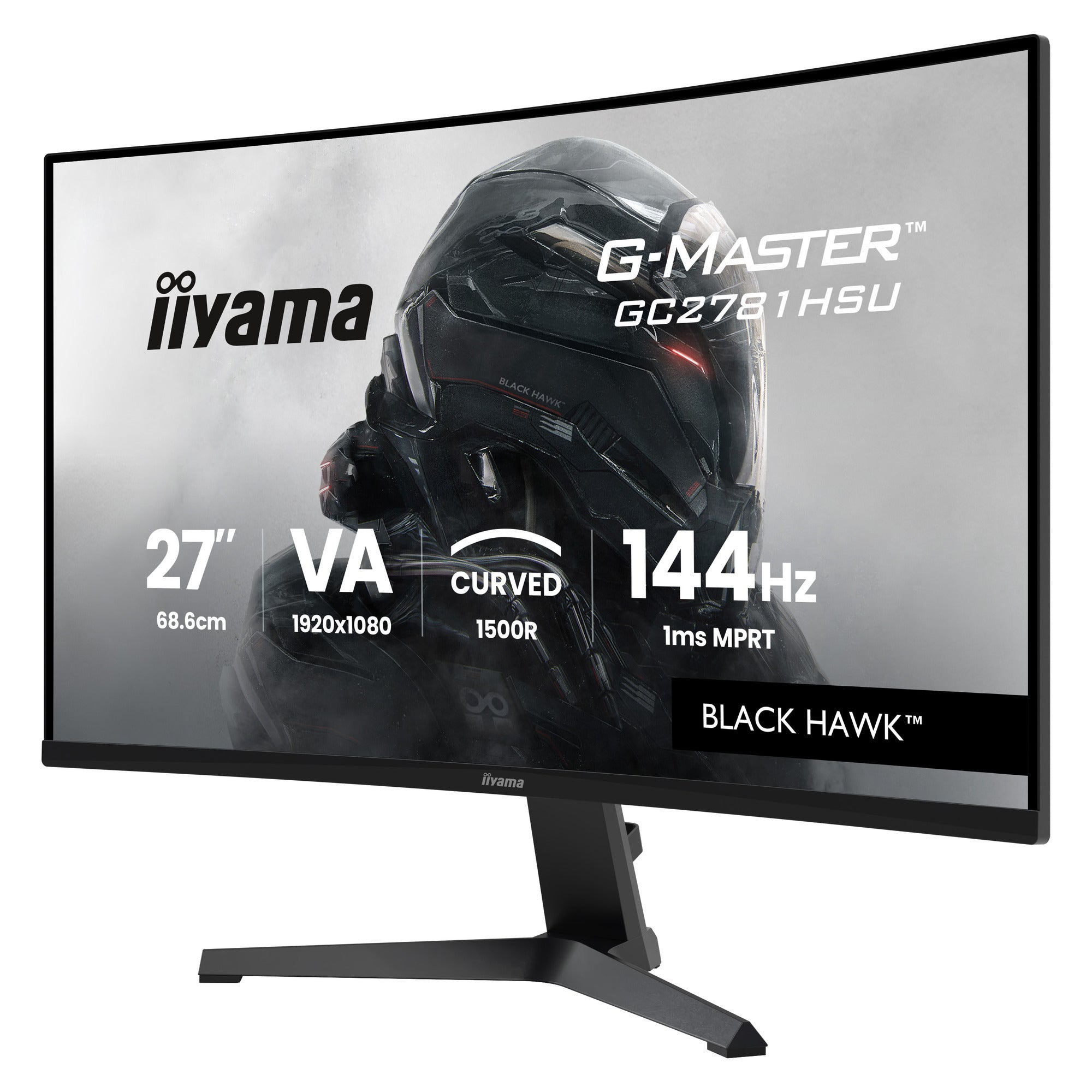 Iiyama g-master black hawk g2471hs-b1 27 curved gaming monitor (zwart, hdmi, displayport, usb, audio, amd free-sync, 144 hz)