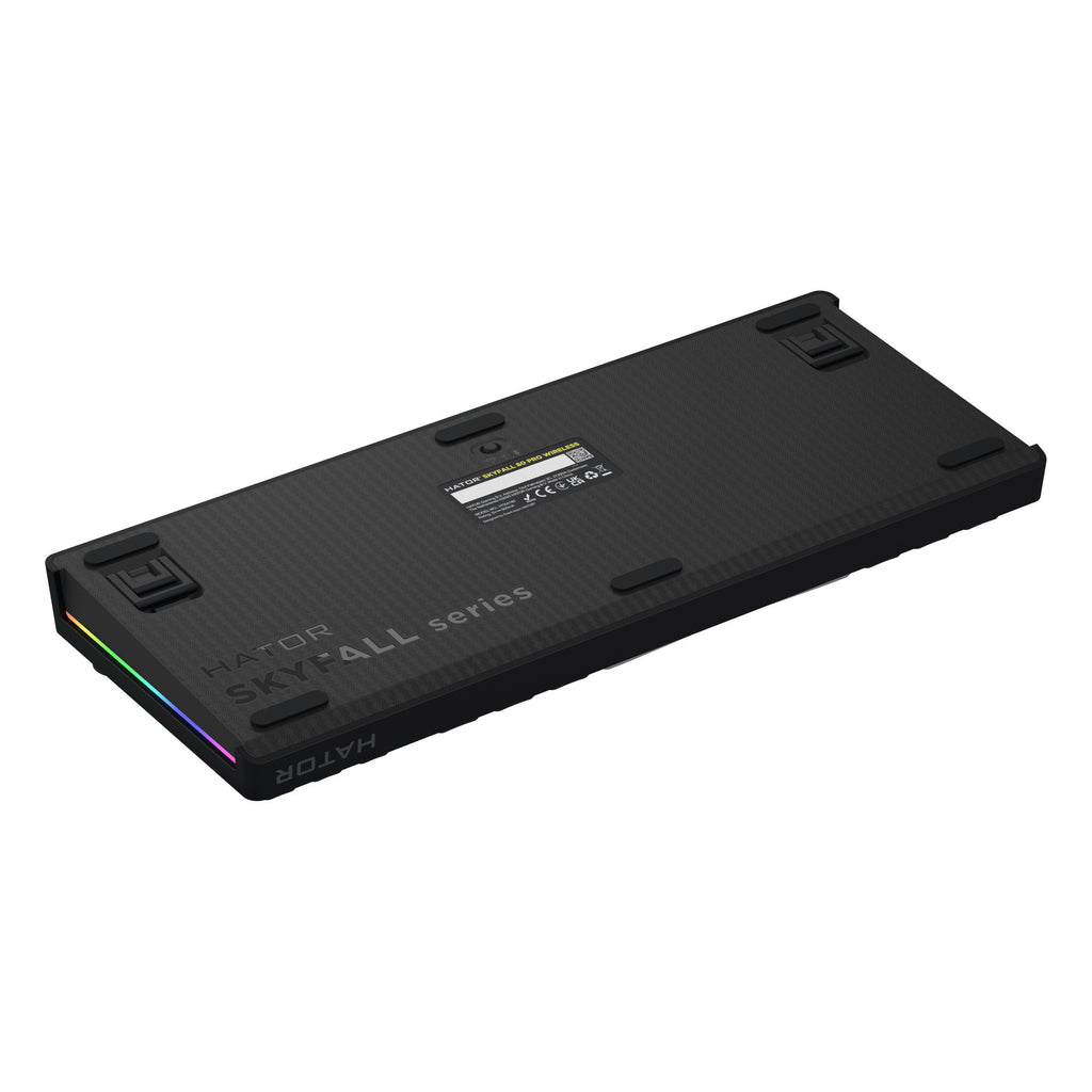 Hator skyfall pro wireless rgb mechanisch gaming toetsenbord (zwart, us lay-out (qwerty), hator aurum vanilla silent, 80% (tkl), rgb, double-shot pbt, hot-swap, 2.4ghz | bluetooth | usb-c)