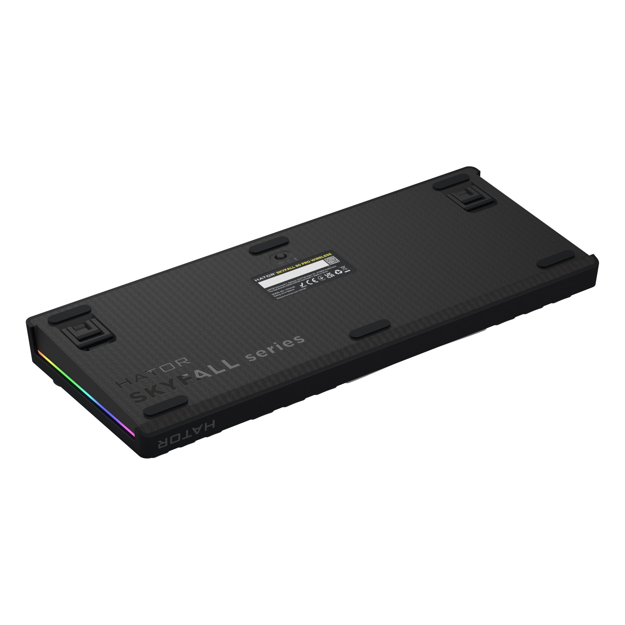 Hator skyfall pro wireless rgb mechanisch gaming toetsenbord (zwart, us lay-out (qwerty), hator aurum vanilla silent, 80% (tkl), rgb, double-shot pbt, hot-swap, 2.4ghz | bluetooth | usb-c)