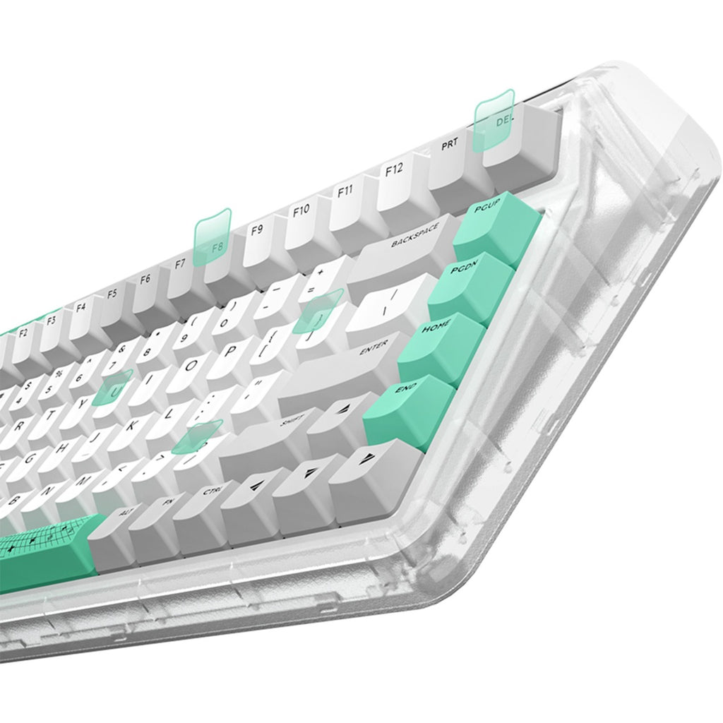 Iqunix og80 wormhole wireless mechanical keyboard (grijs, us lay-out (qwerty), cherry mx red, 80% (tkl), rgb leds, hot-swappable, pbt, 2.4ghz | bluetooth 5.1 | usb-c)
