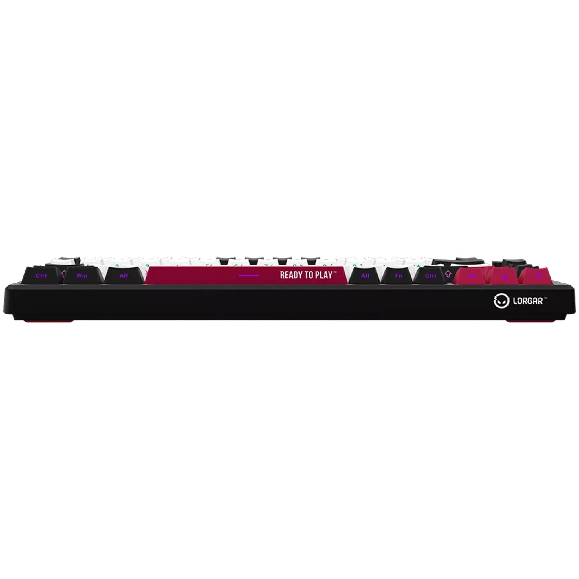 Lorgar kbp7075w rgb mechanisch gaming toetsenbord (zwart, us lay-out (qwerty), logar toxic purple, 75%, rgb, hot-swappable, pbt double-shot, bluetooth | 2.4ghz | usb)