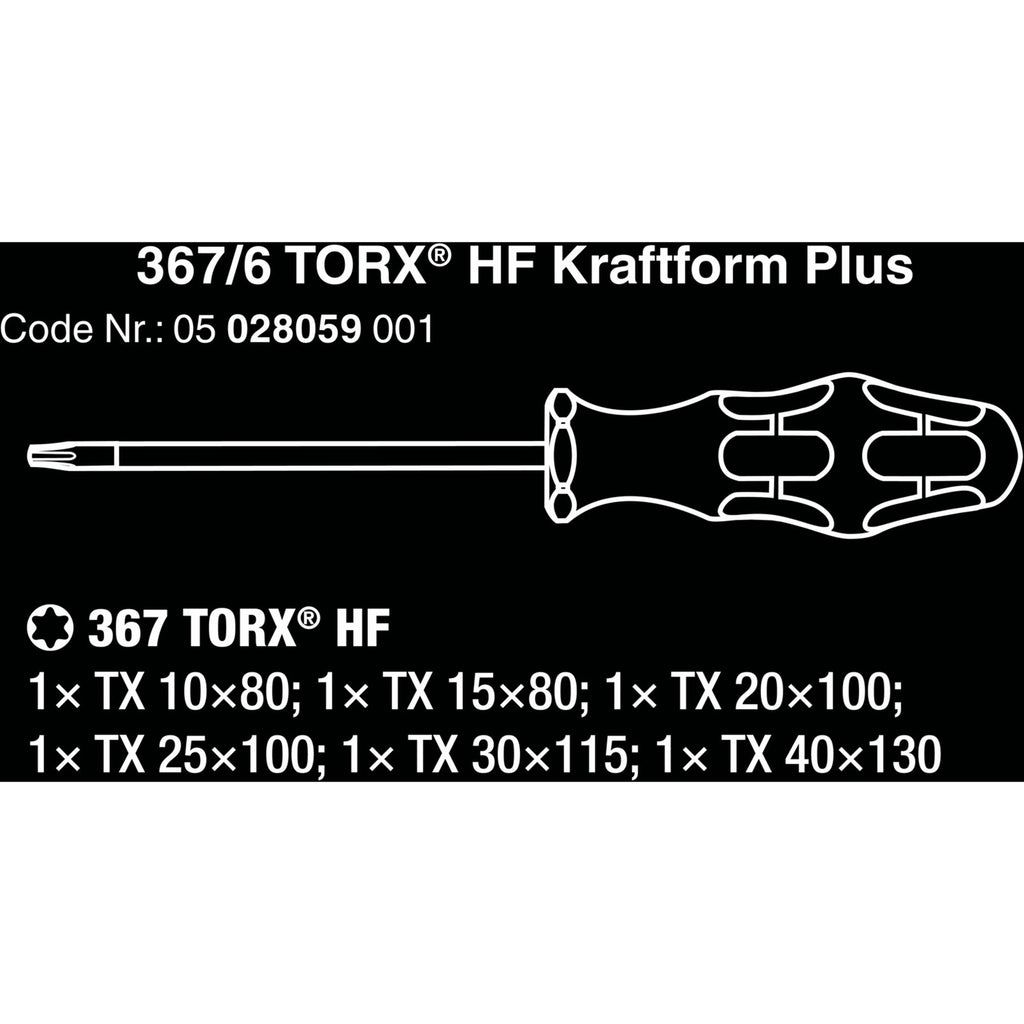Wera 367 6 torx hf-schroevendraaierset kraftform plus + rek (zwart groen, 6‑delig)