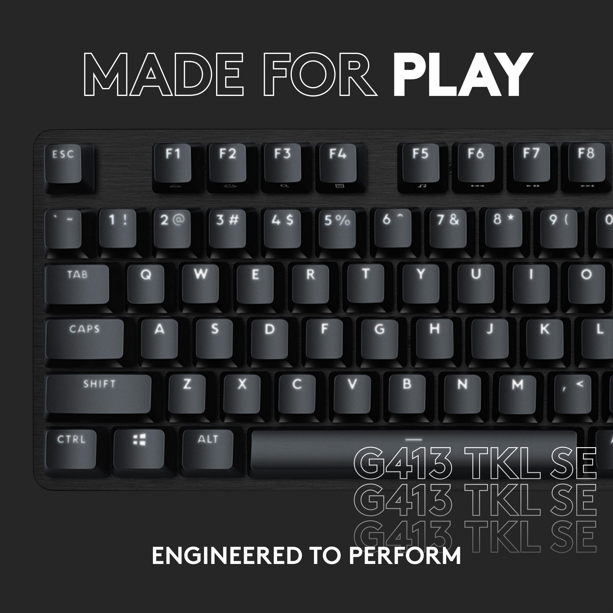 Logitech g413 tkl se mechanisch gaming toetsenbord (zwart, us-international lay-out (qwerty), gl tactile, 80% (tkl))