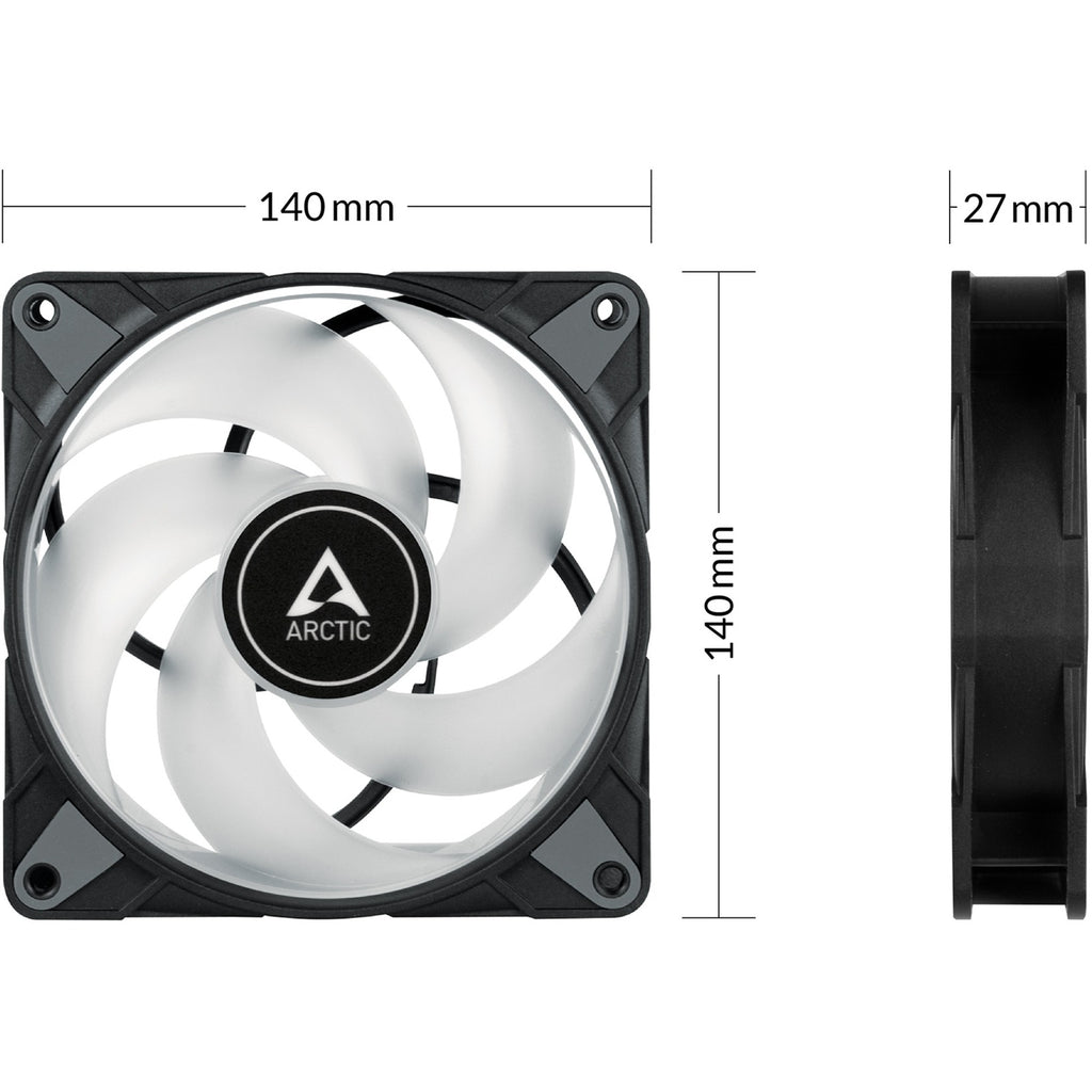 Arctic p14 pwm pst a-rgb case fan (zwart, 140 x 140 x 27 mm)