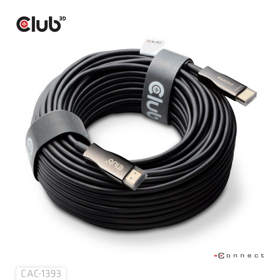 Club 3d hdmi hybrid aoc kabel 8k60hz 4k120hz 50m (zwart)