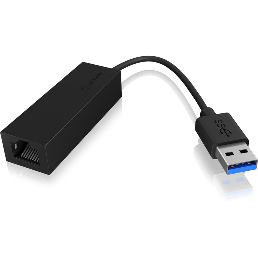 Icy box ib-ac501a, usb 3.0 > rj-45 adapter (zwart)