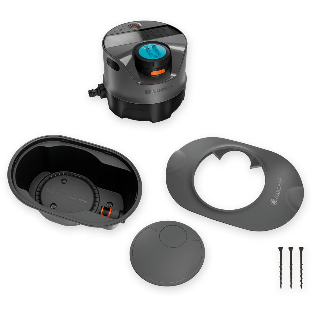 Gardena pipeline-irrigatiesysteem aquaprecise op zonne-energie voor gazon sprinklersysteem (grijs turquoise)