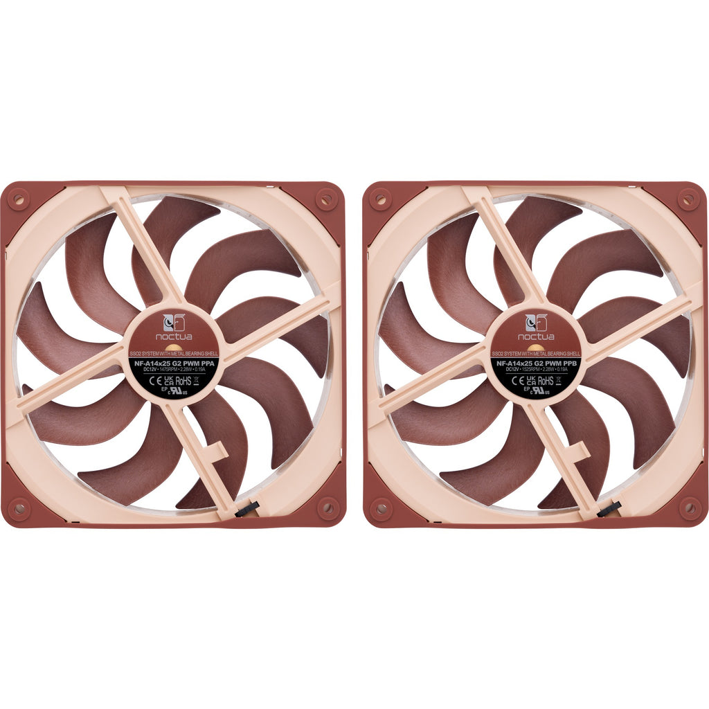 Noctua nf-a14x25 g2 pwm sx2-pp case fans (bruin, 2 stuks, 140 x 140 x 25 mm)
