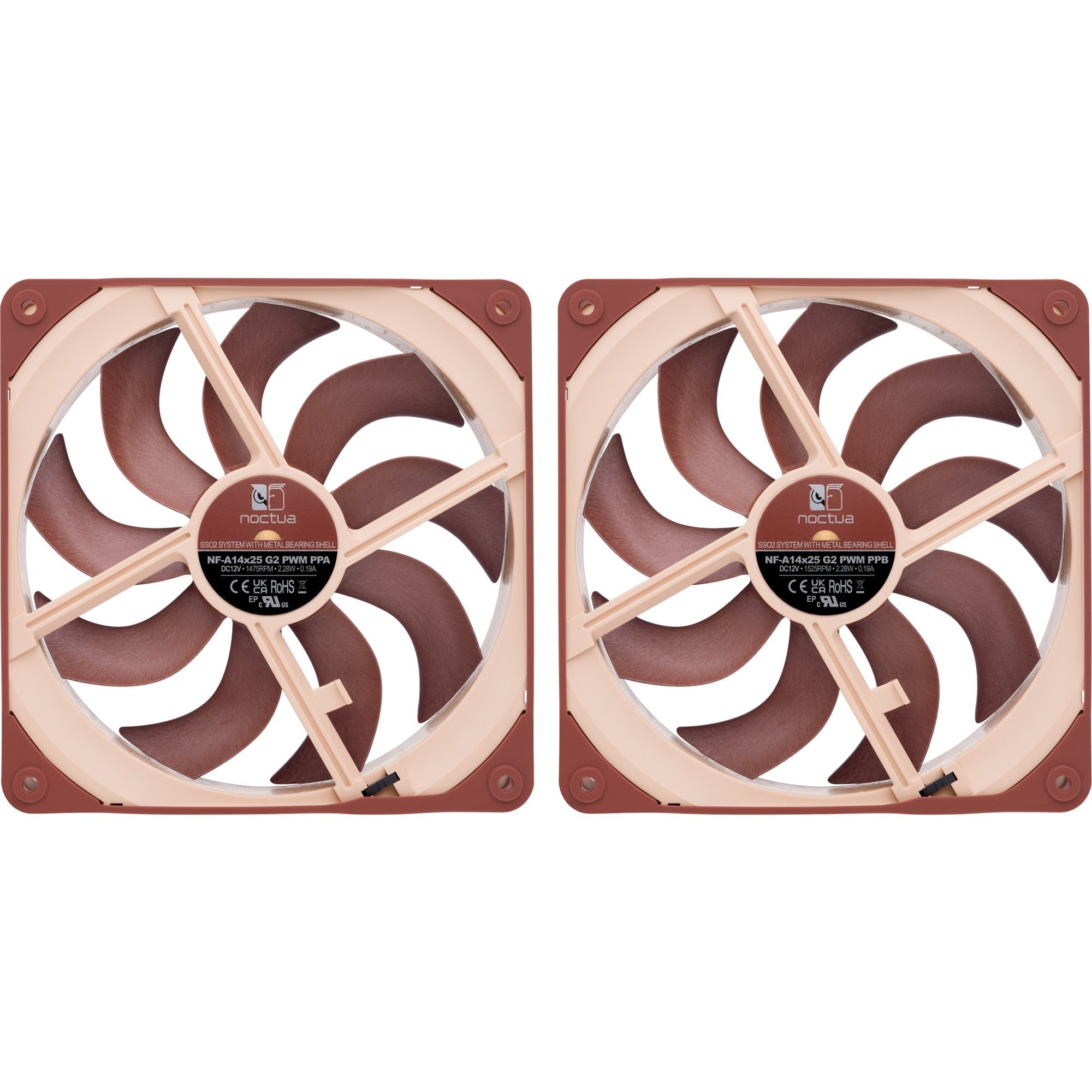 Noctua nf-a14x25 g2 pwm sx2-pp case fans (bruin, 2 stuks, 140 x 140 x 25 mm)