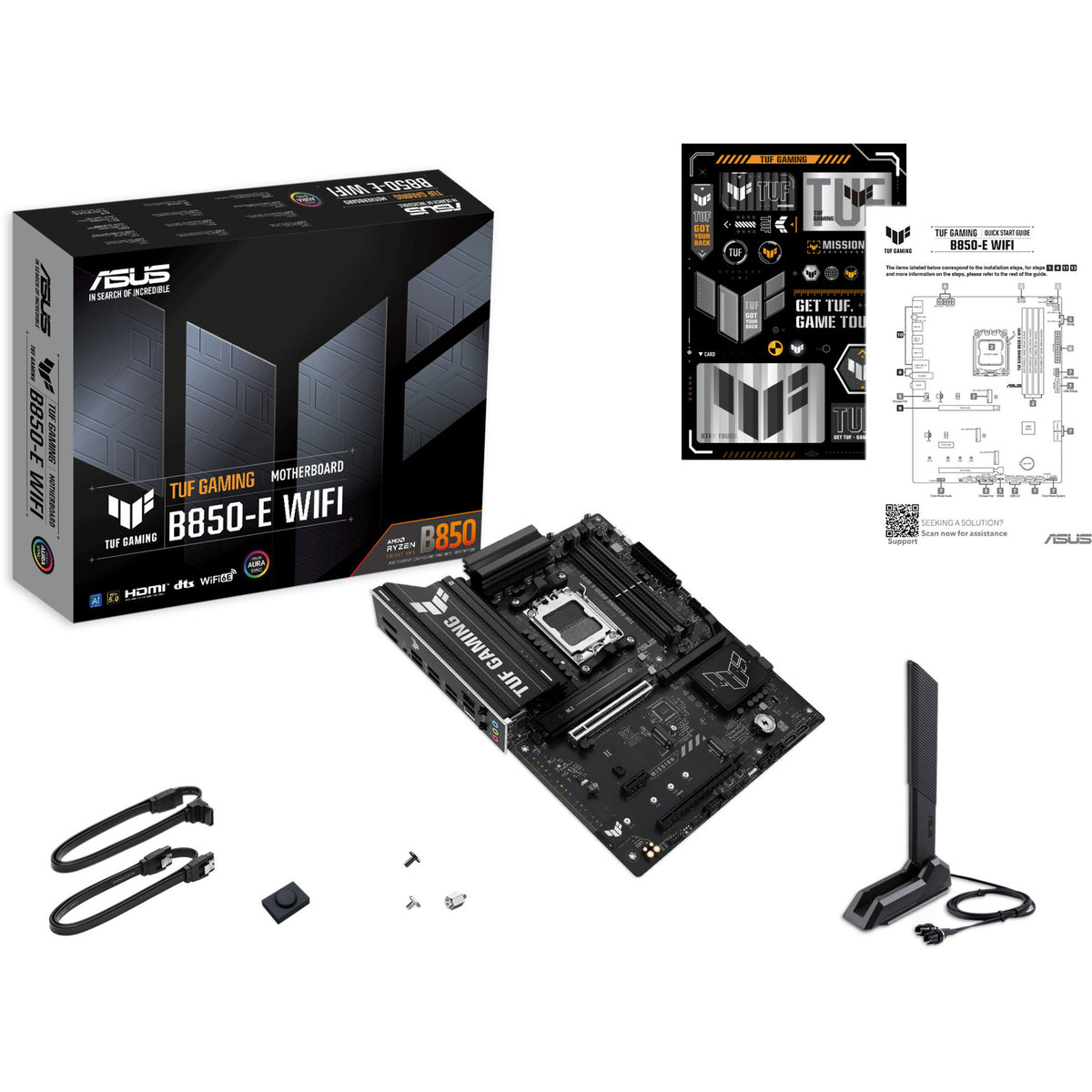 Asus tuf gaming b850-e wifi socket am5 moederbord (zwart, raid, 2.5gb-lan, wi-fi 6e, bt, sound, atx)