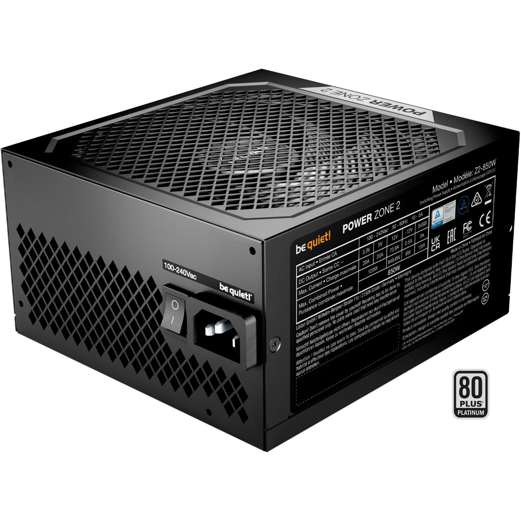 Be quiet! power zone 2 modulaire 850 watt voeding (zwart, 1x 12v-2x6, 3x pcie)