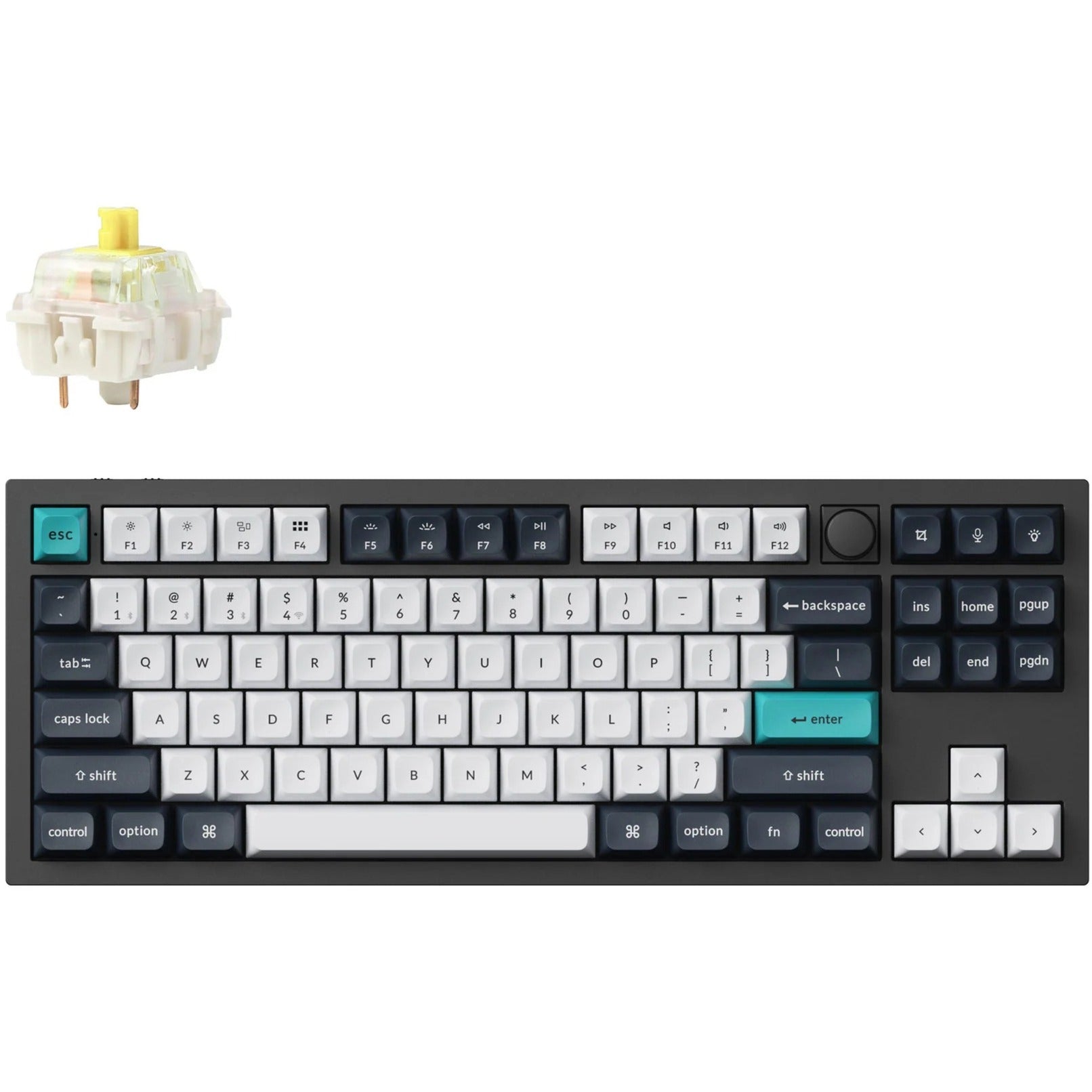 Keychron q3 max-m4, toetsenbord (zwart, us lay-out, gateron jupiter banana, rgb leds, 80% tkl, ksa double-shot pbt, hot swap, knob, 2.4ghz | bluetooth 5.1 | usb-c)
