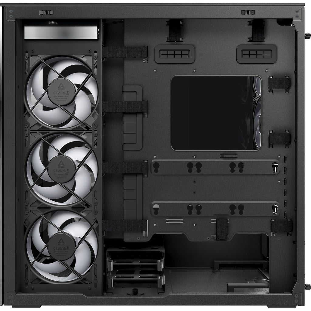 Arctic xtender midi tower behuizing (zwart (mat) | 2x usb-a | 1x usb-c | rgb | tempered glass)