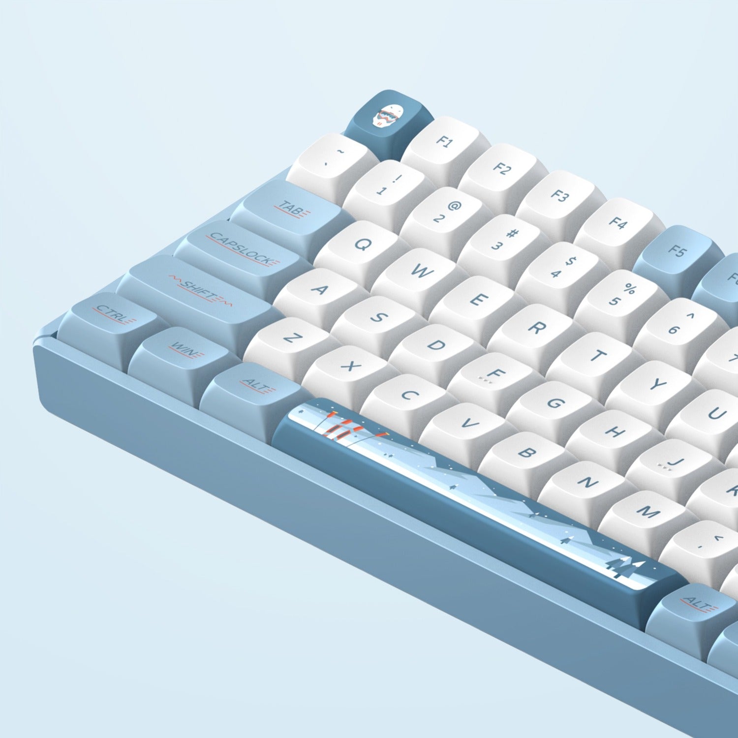 Iqunix f97 wintertide wireless mechanical keyboard (lichtblauw, us lay-out (qwerty), cherry mx silent red, 96%, rgb leds, hot-swappable, pbt, 2.4ghz | bluetooth 5.1 | usb-c)