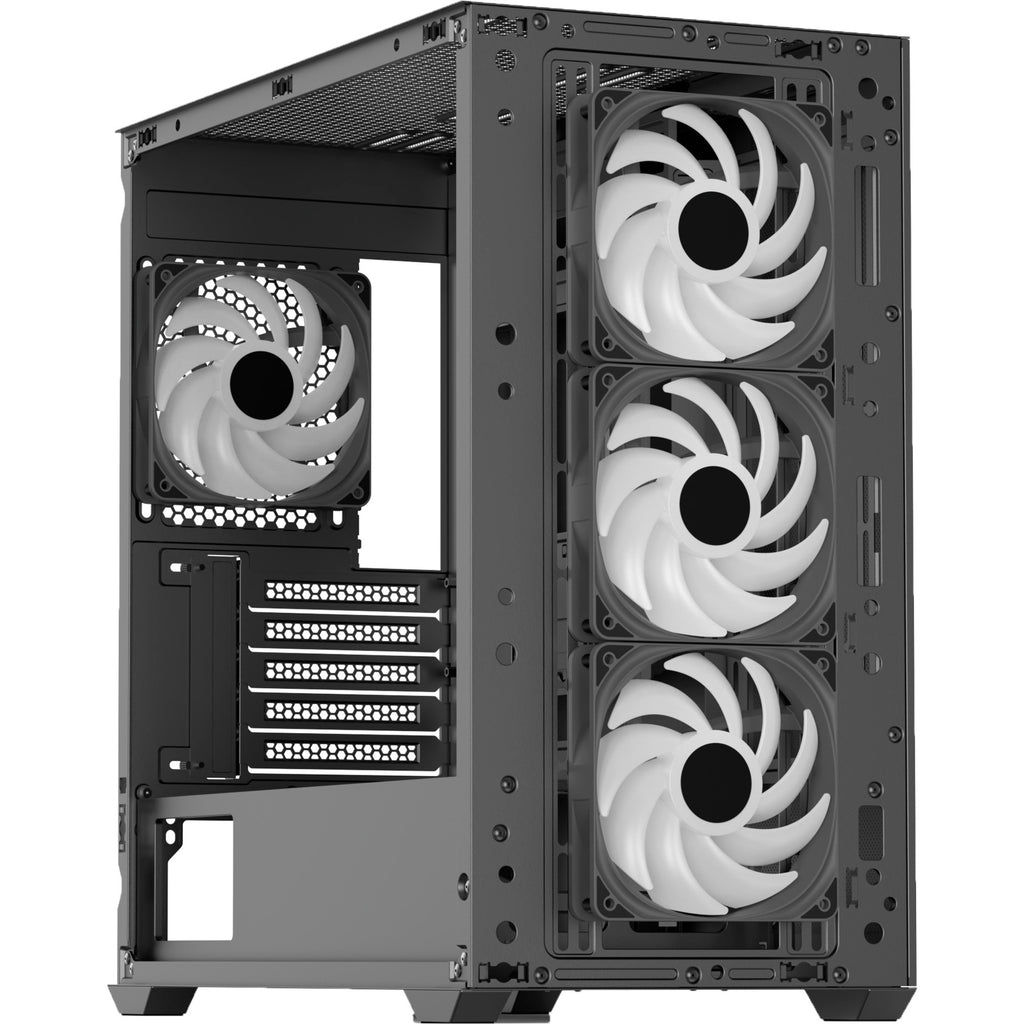 Aerocool b301a mini tower behuizing (zwart | 1x usb-a | 1x usb-c | rgb)