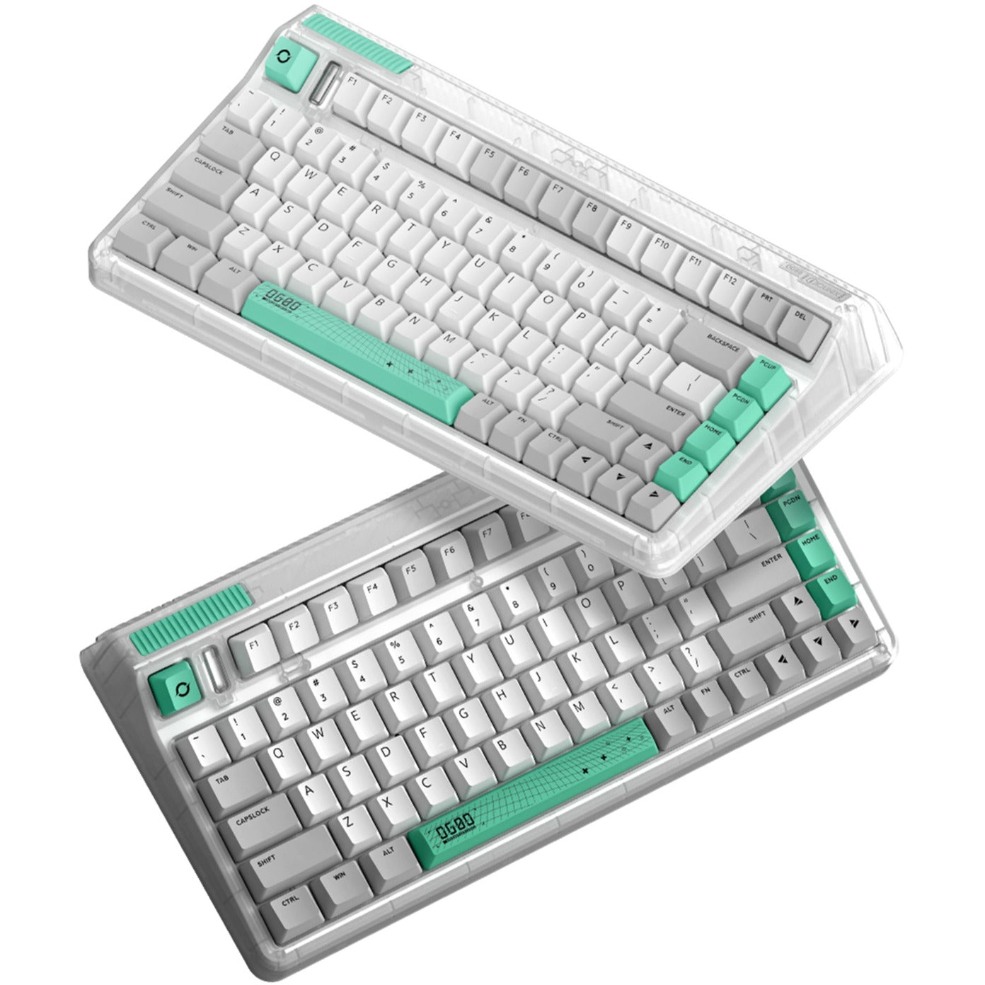 Iqunix og80 wormhole wireless mechanical keyboard (grijs, us lay-out (qwerty), cherry mx brown, 80% (tkl), rgb leds, hot-swappable, pbt, 2.4ghz | bluetooth 5.1 | usb-c)