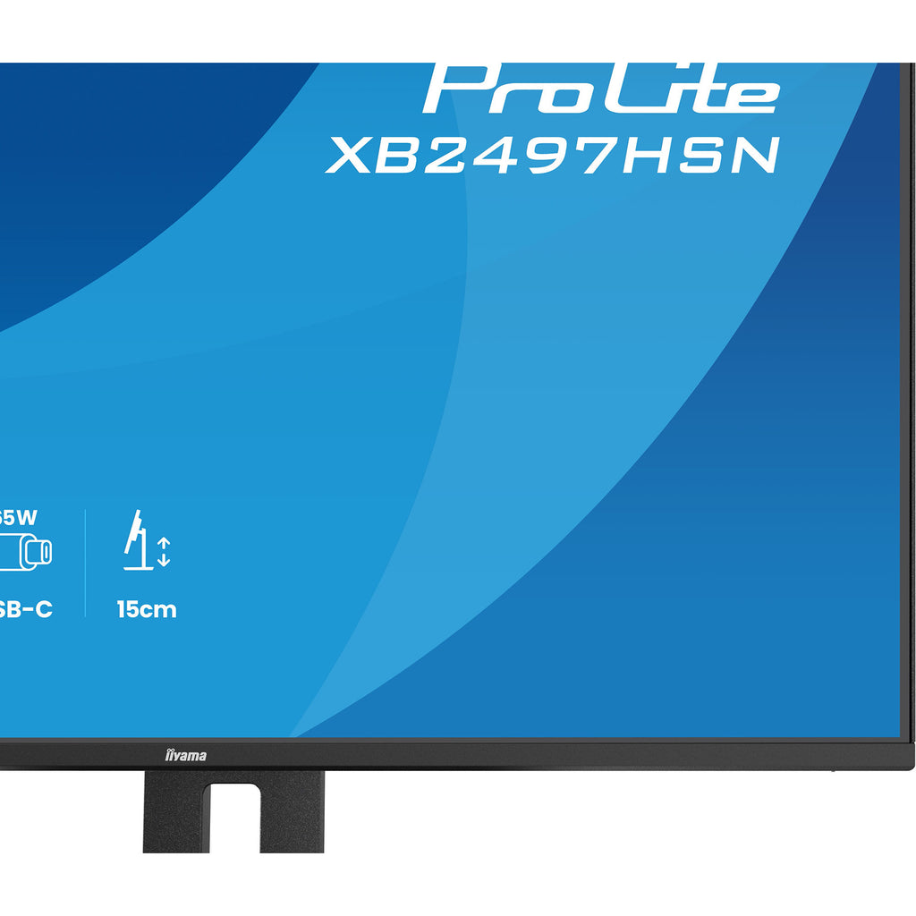 Iiyama prolite xb2497hsn-b1 23.8 monitor (zwart (mat), 100 hz, hdmi, displayport, usb-c, audio, lan)