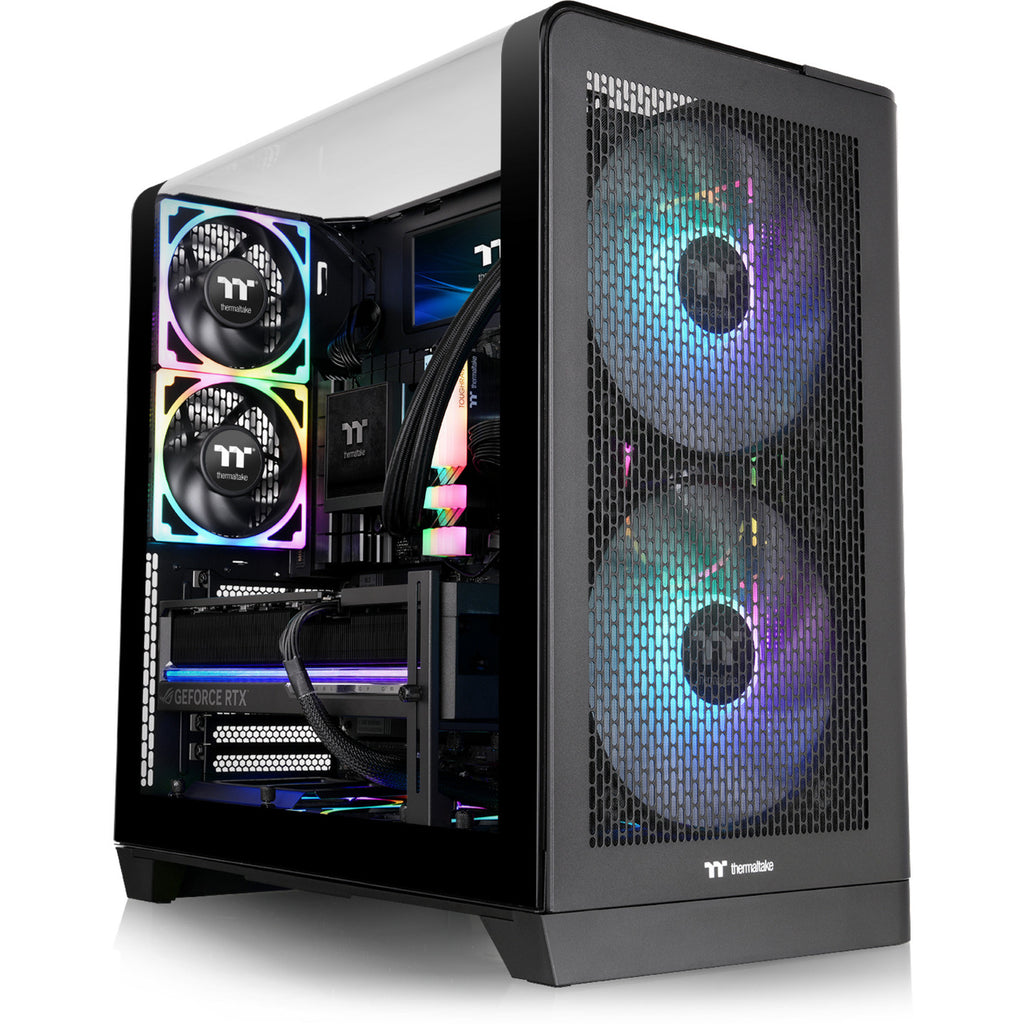 Thermaltake view 390 air midi tower behuizing (zwart | 2x usb-a | 1x usb-c | tempered glass)