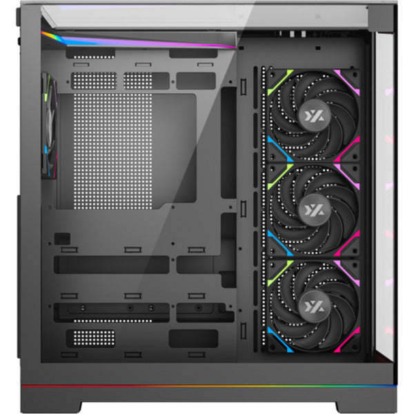 Xyz pc gear tesseract a-rgb midi tower behuizing (zwart | 2x usb-a | 1x usb-c | rgb | tempered glass)