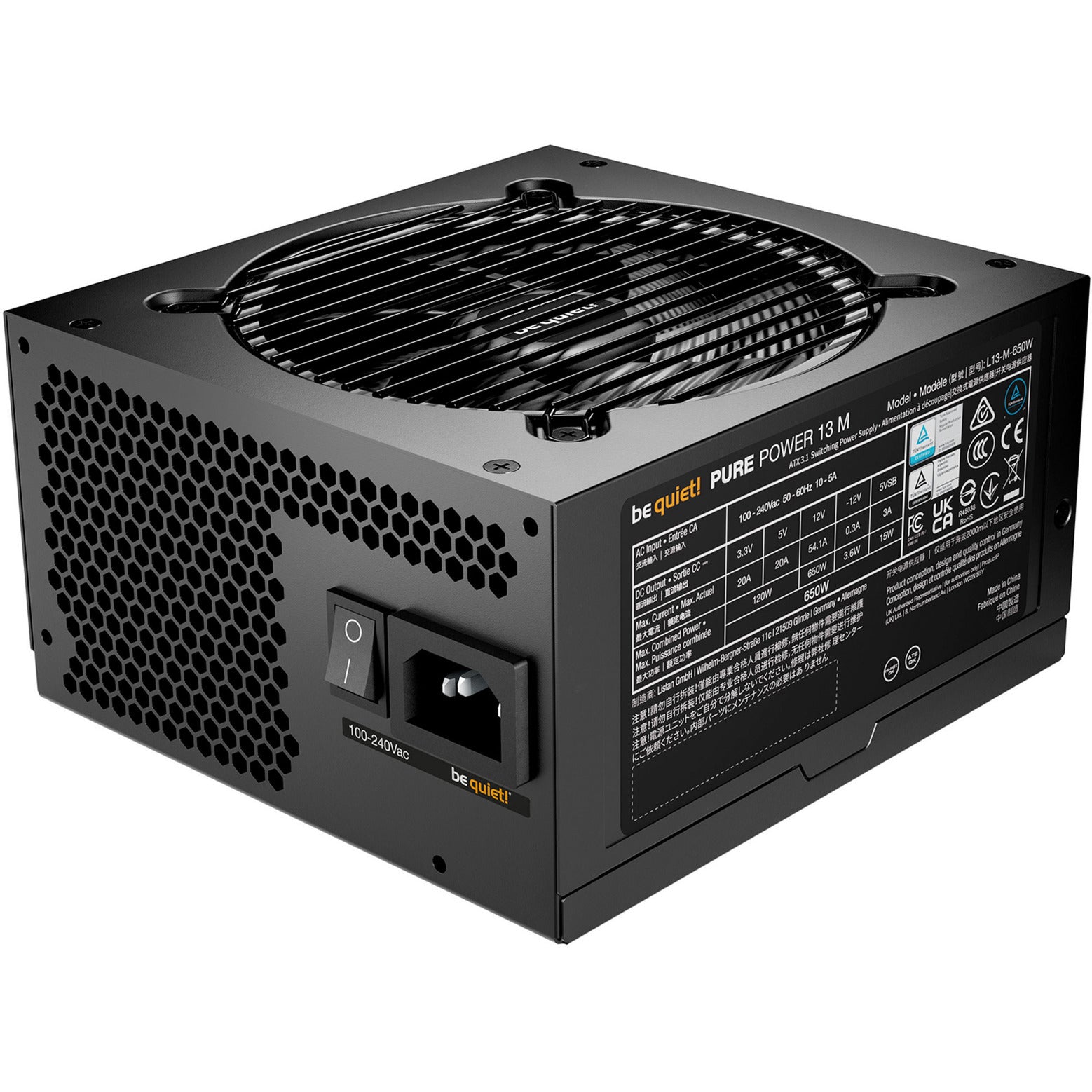 Be quiet! pure power 13 m modulaire 650 watt voeding (zwart, 1x 12v-2x6, 2x pcie)
