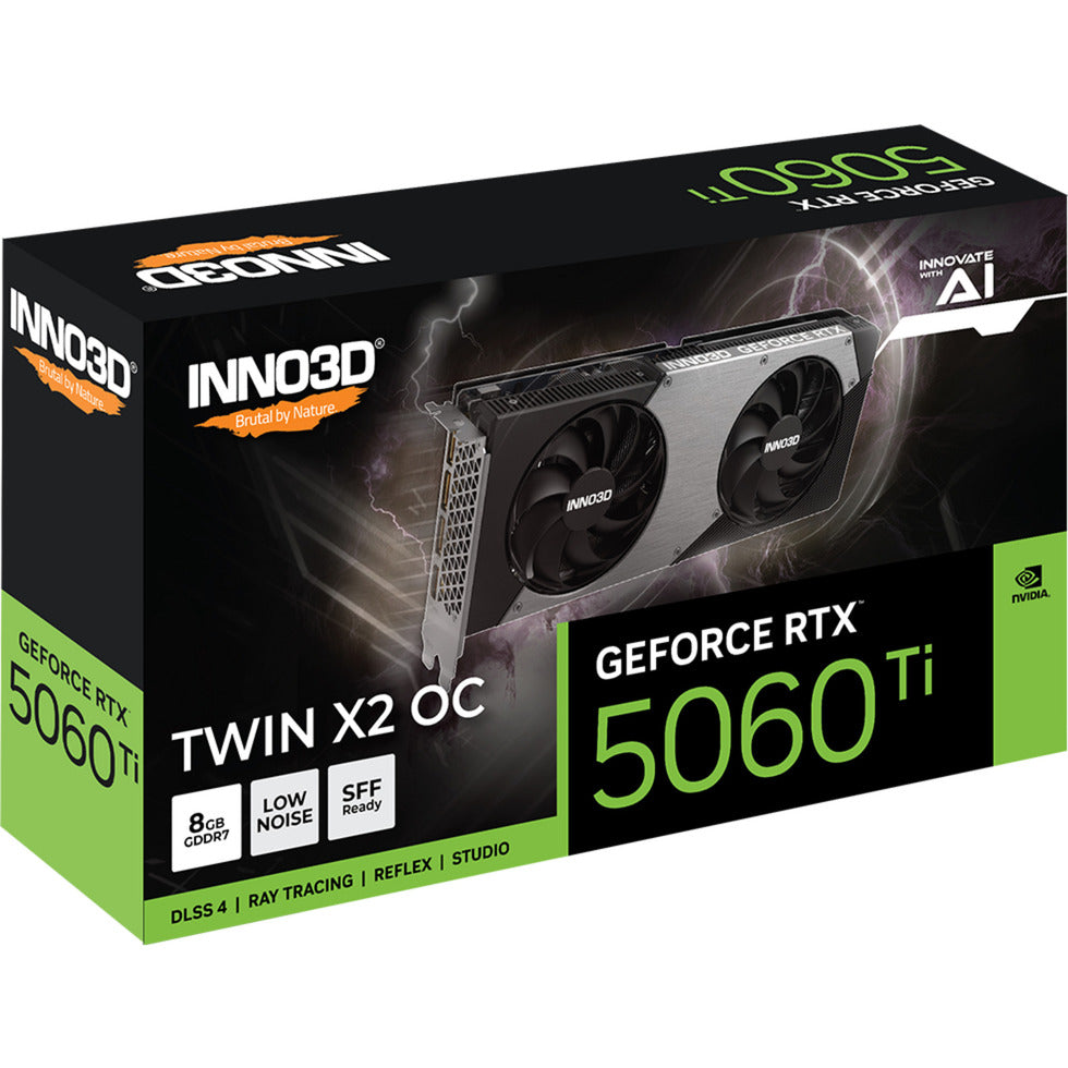 Inno3d geforce rtx 5060 ti twin x2 oc 8gb grafische kaart (3x displayport, 1x hdmi 2.1, dlss 4)