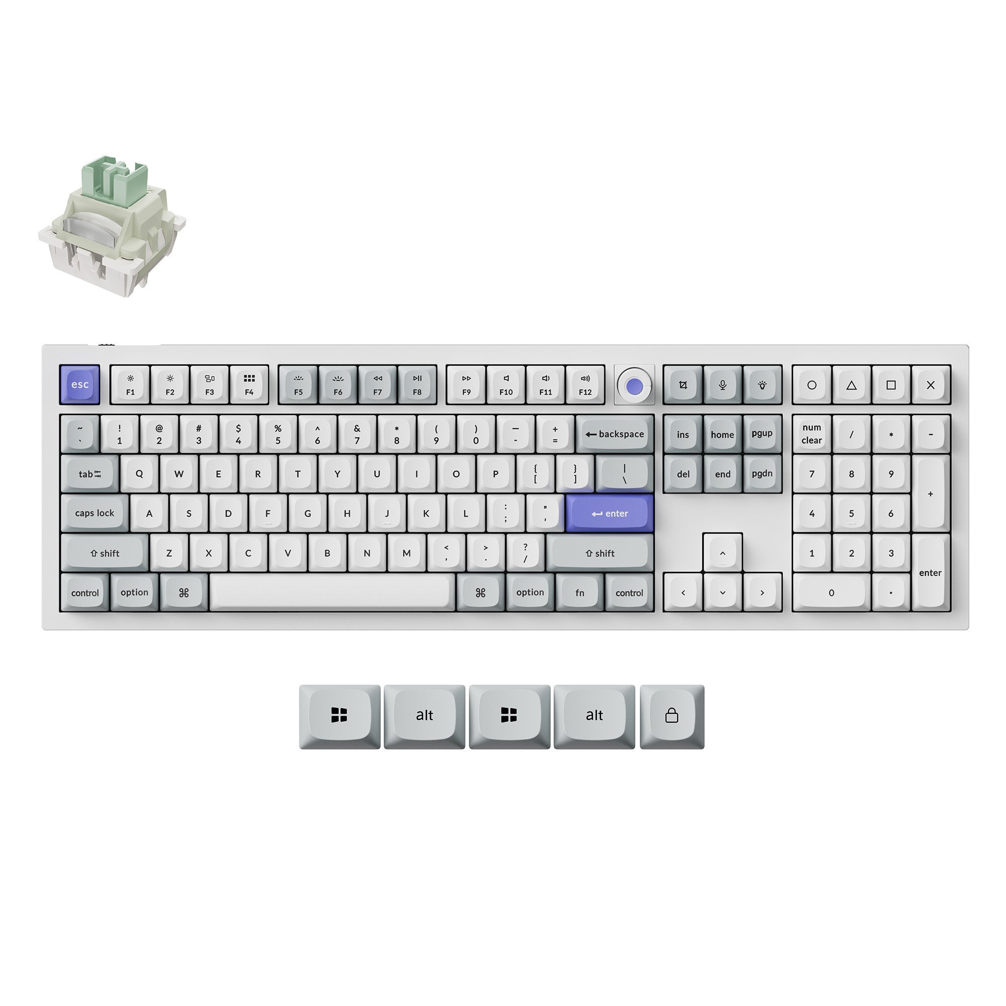 Keychron q6 he 8k magnetic switch keyboard (wit, us lay-out (qwerty), ultra-fast lime, 100%, rgb, hot swap, 8k)