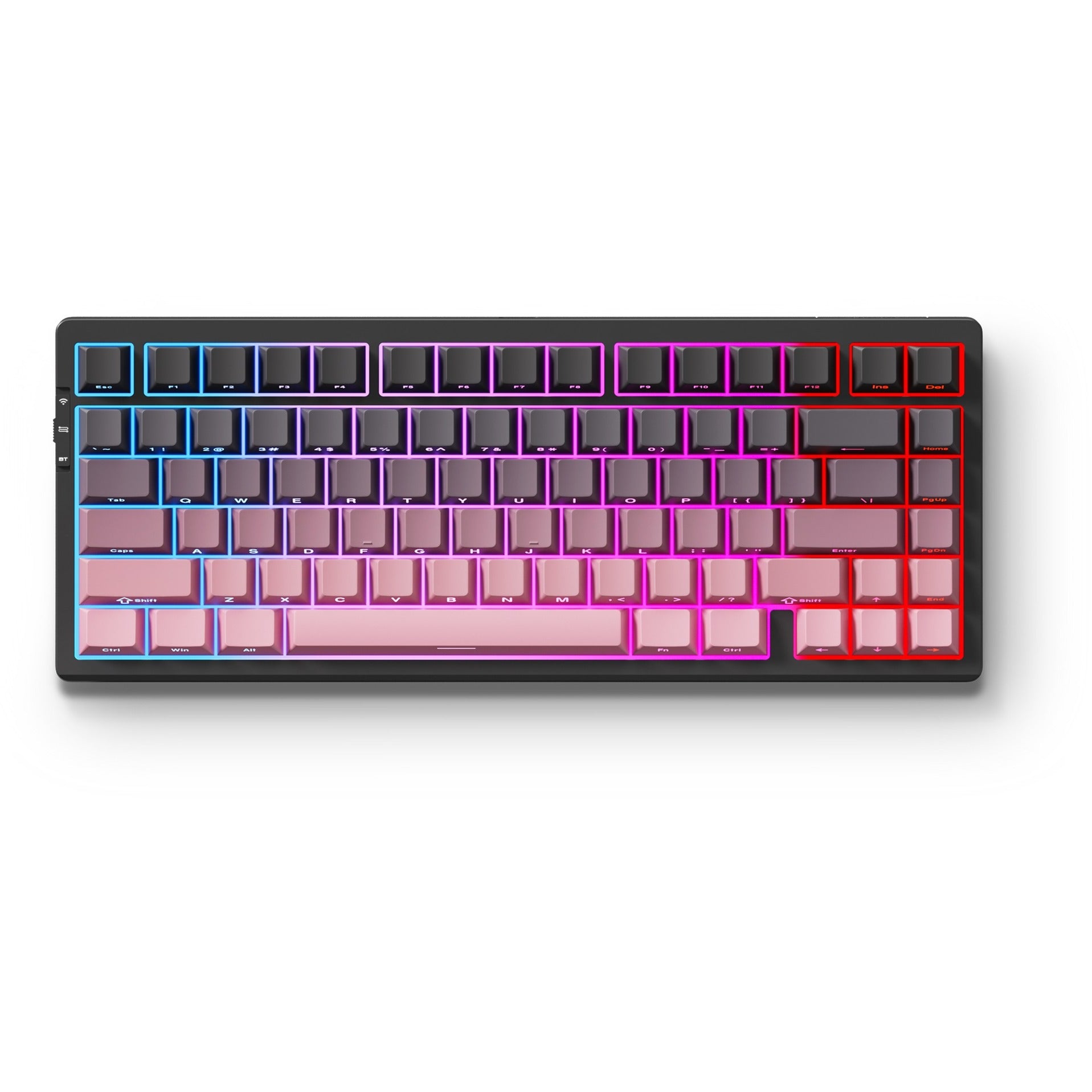 Mchose g75 pro tri-mode gasket structuur mechanisch gaming toetsenbord (zwart roze, us lay-out, ktt cabbage tofu v2, 75%, rgb, hot swap, pbt double-shot, 2.4 ghz usb-c bluetooth)