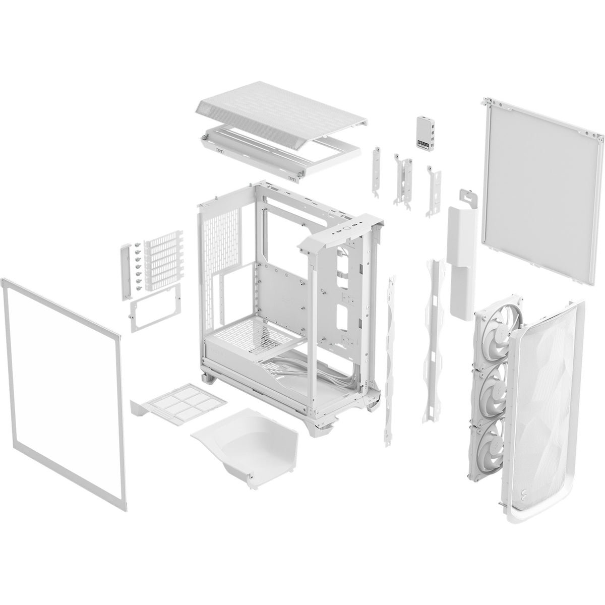 Fractal design meshify 3 ambience pro rgb midi tower behuizing (wit | 2x usb-a | 1x usb-c | rgb | tempered glass)
