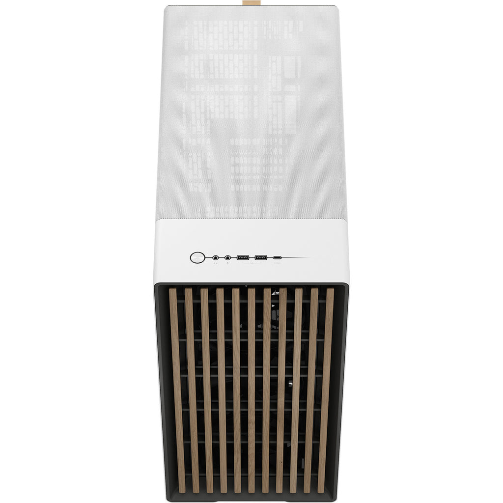 Fractal design north xl rc chalk white tg clear midi tower behuizing (wit houtkleur | 2x usb-a | 1x usb-c | tempered glass)