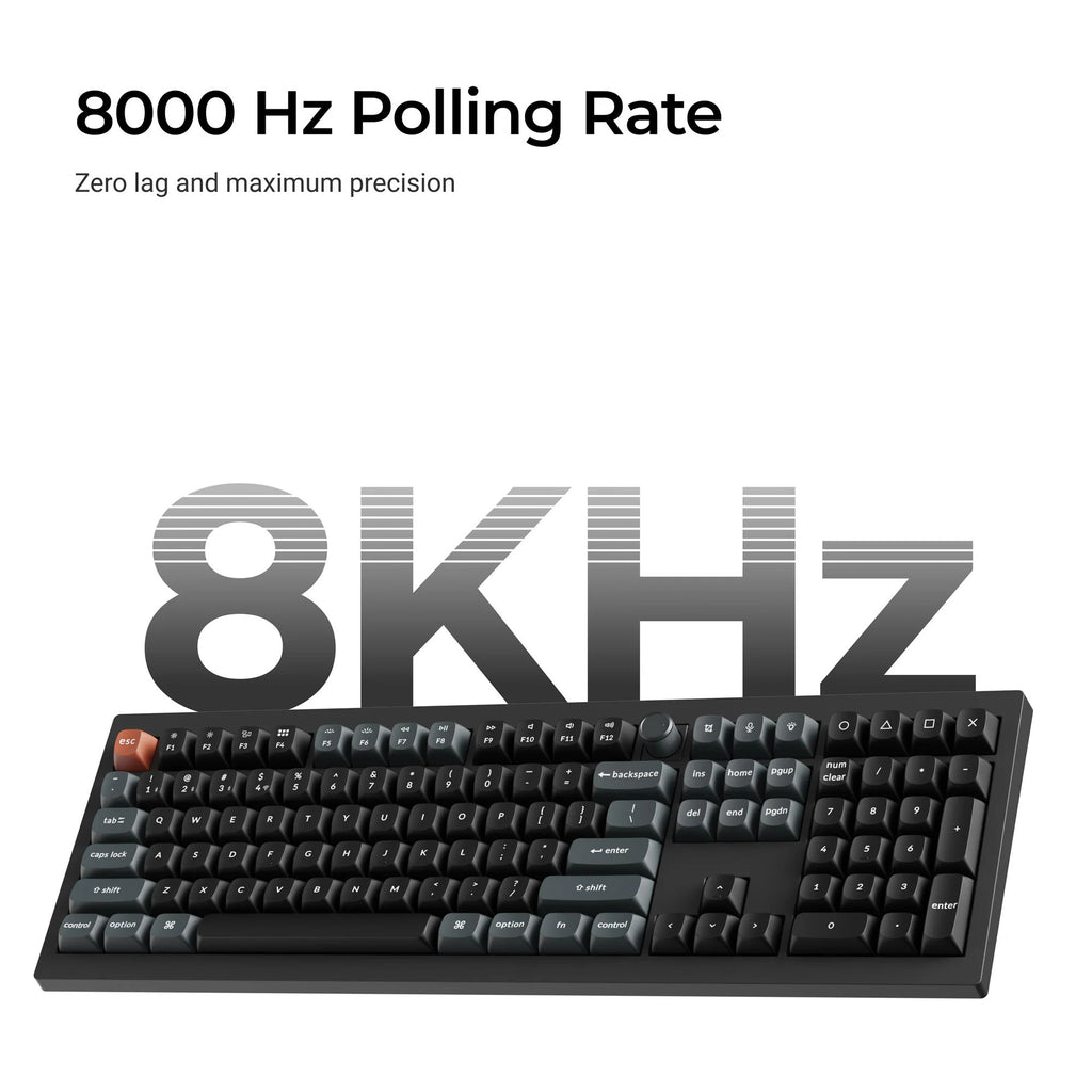 Keychron v6 ultra 8k wireless custom mechanical keyboard (zwart, us lay-out (qwerty), silk pom banana, 100%, rgb, hot swap, 2.4 ghz | bluetooth 5.3 | usb-c)