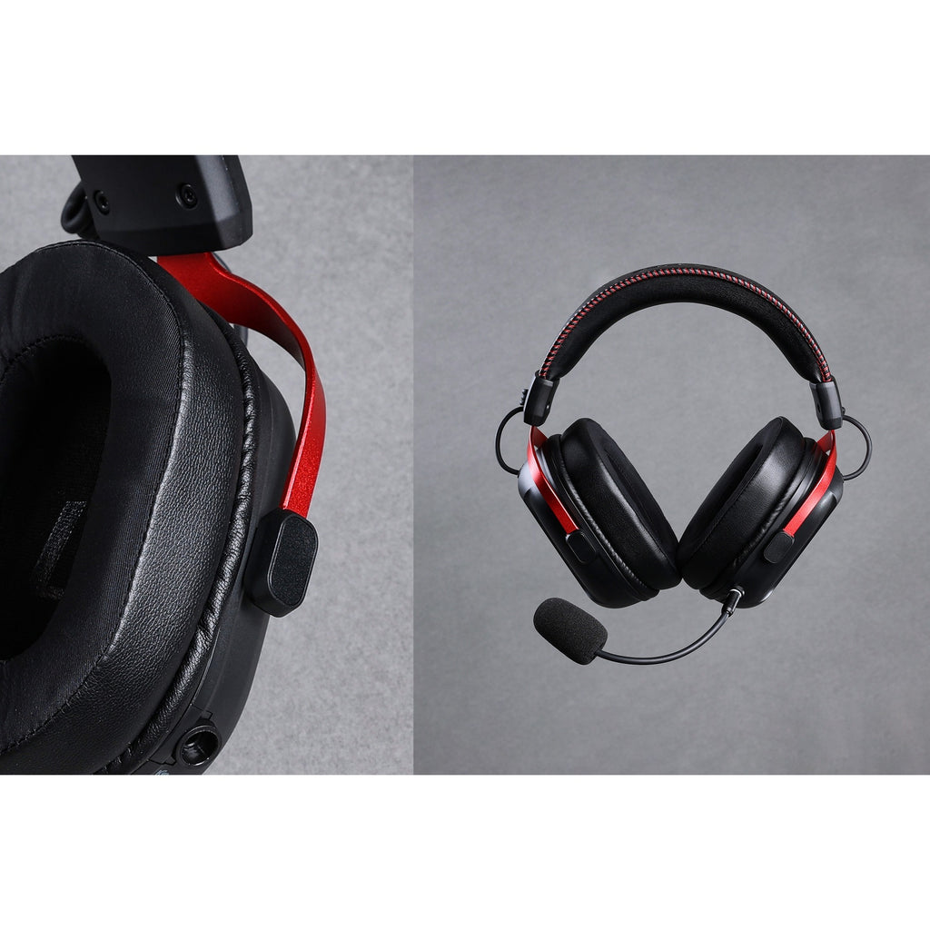 Mchose s9 pro wireless over-ear gaming headset (zwart rood, pc laptop playstation switch smartphone, 2.4g bluetooth wired type-c )