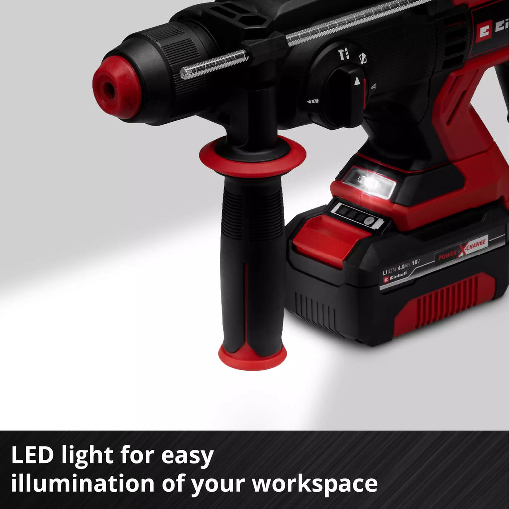 Einhell accu boorhamer te-hd 18 20 li (1x4,0ah) (rood zwart, incl. 1x 4.0 ah power x-change accu en lader)