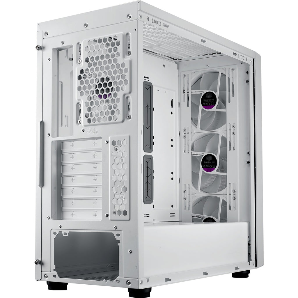 Cooler master masterbox 600 midi tower behuizing (wit | 2x usb-a | 1x usb-c | rgb | tempered glass)