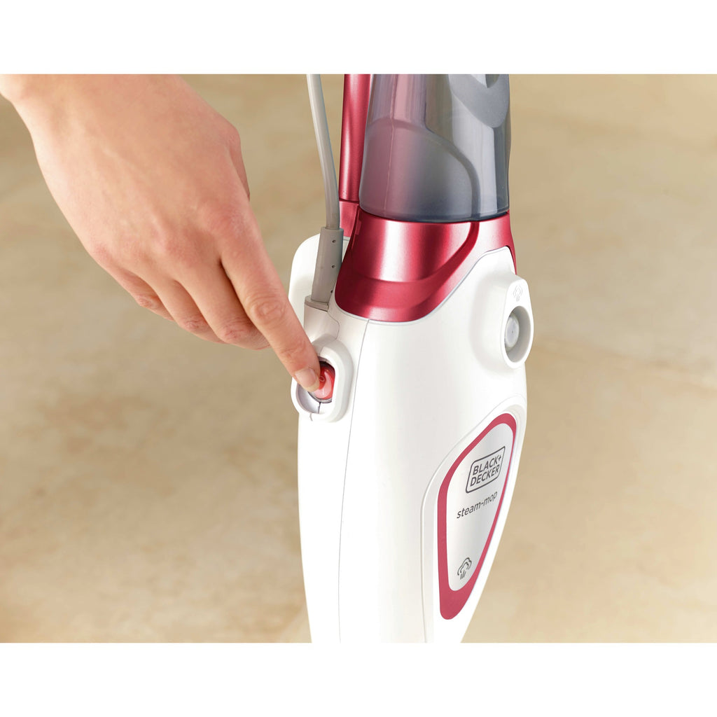 Black+decker bds1616r 1600w steam-mop met 2 stoomdoeken stoomreiniger (wit rood)