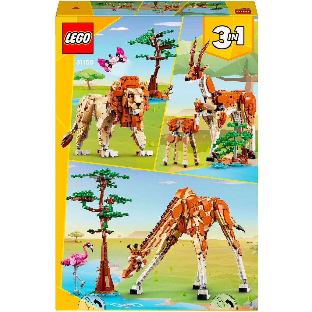 Lego creator 3in1 safaridieren speelgoed set met giraffe, gazelles en leeuw 31150