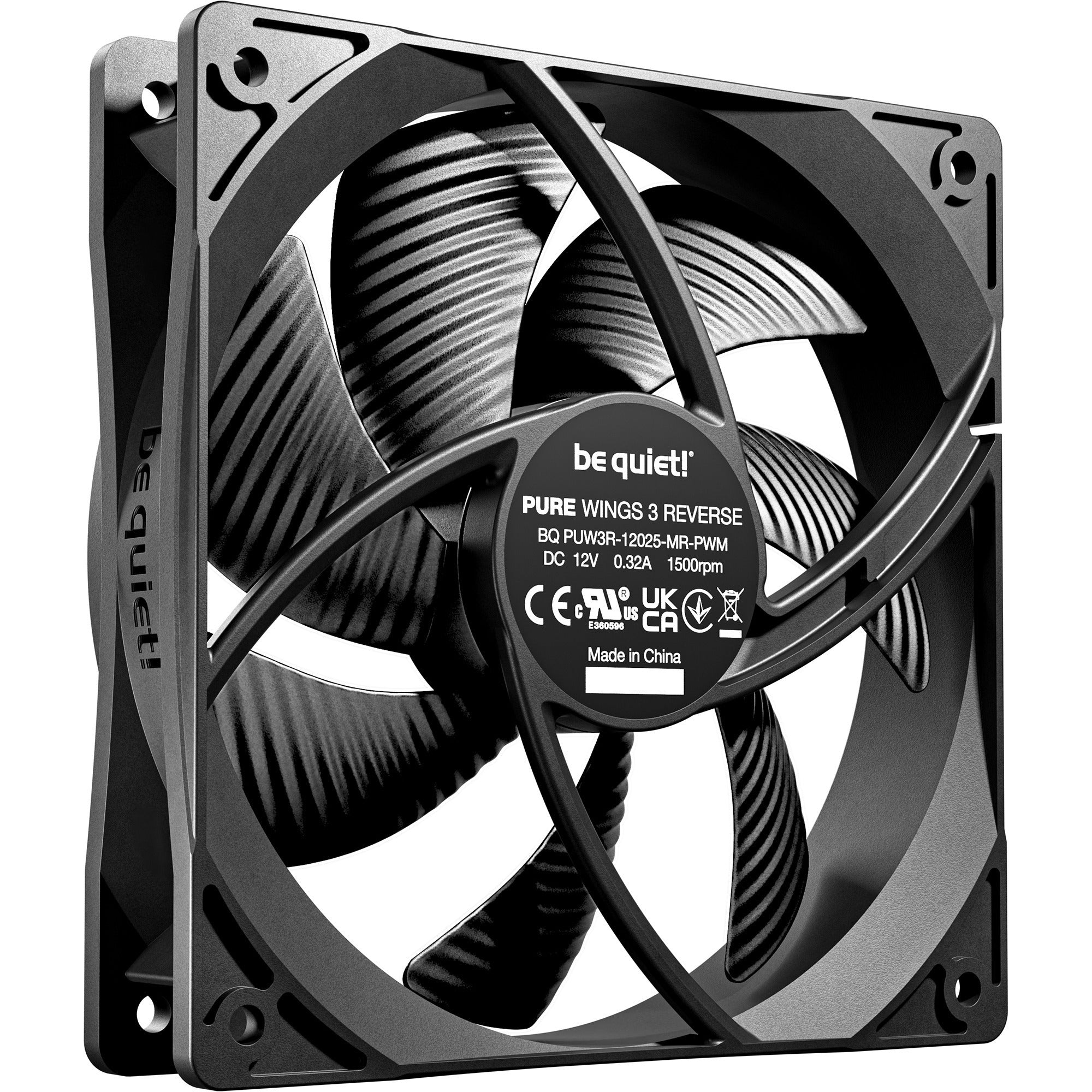 Be quiet! pure wings 3 reverse case fans (zwart, 3 stuks, 120 x 120 x 25 mm, pwm)