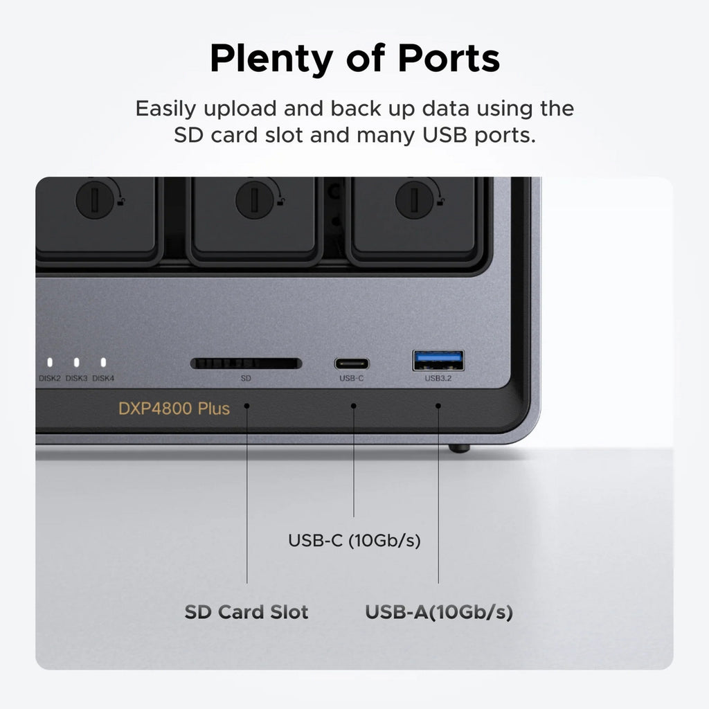 Ugreen nasync dxp4800 plus (grijs, 1x 2,5gbe, 1x 10gbe, hdmi, usb-c)